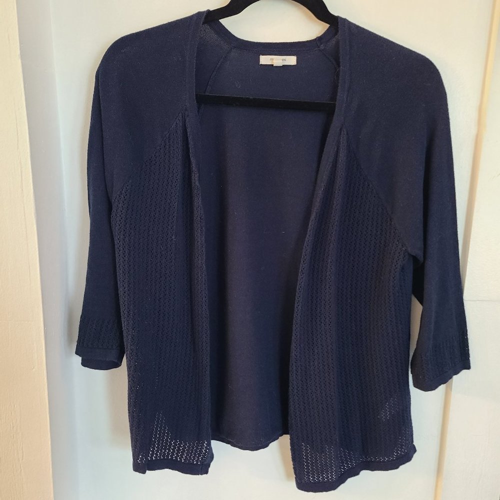 Navy Blue Open Front Cardigan